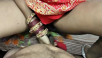 Desi Anita ki chudai in Crimson saree with Desi flick